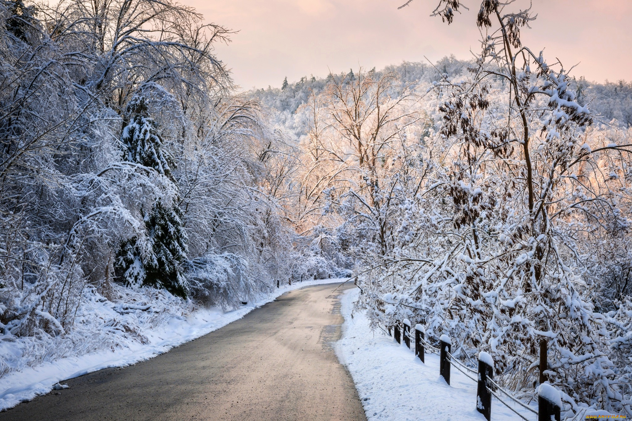 , , , , , , , , forest, road, nature, winter, sky, white, beautiful, cool, nice, snow, sunset, path, trees